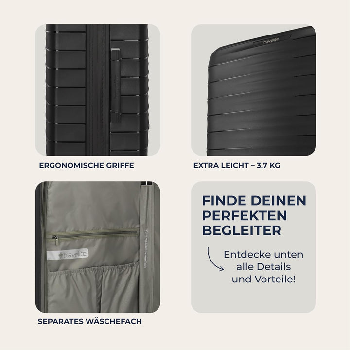 Travelite Koffer gross, MOOBY L, Kratzfeste Hartschale, mit recyceltem Material, 77 cm, 106 l, 3,7 k