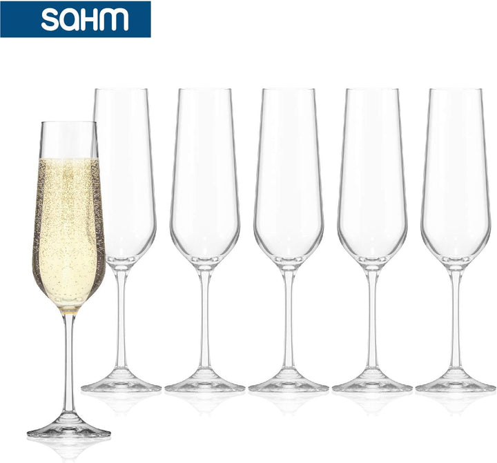 Sahm Sektgläser Set 6 teilig - 200ml Sektglas - Sektkelche Spülmaschinengeeignet - Ideal auch als Pr