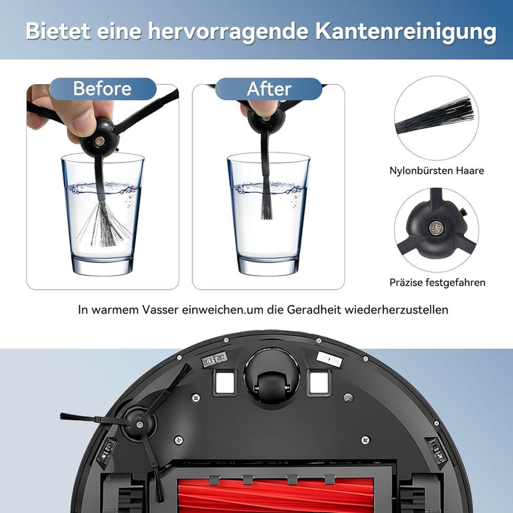 Zubehör für Roborock Q5 Pro/Q5 Pro+/Q8 Max/Q8 Max+ | 2 Hauptbürsten + 4 HEPA-Filter + 6 Wischtücher