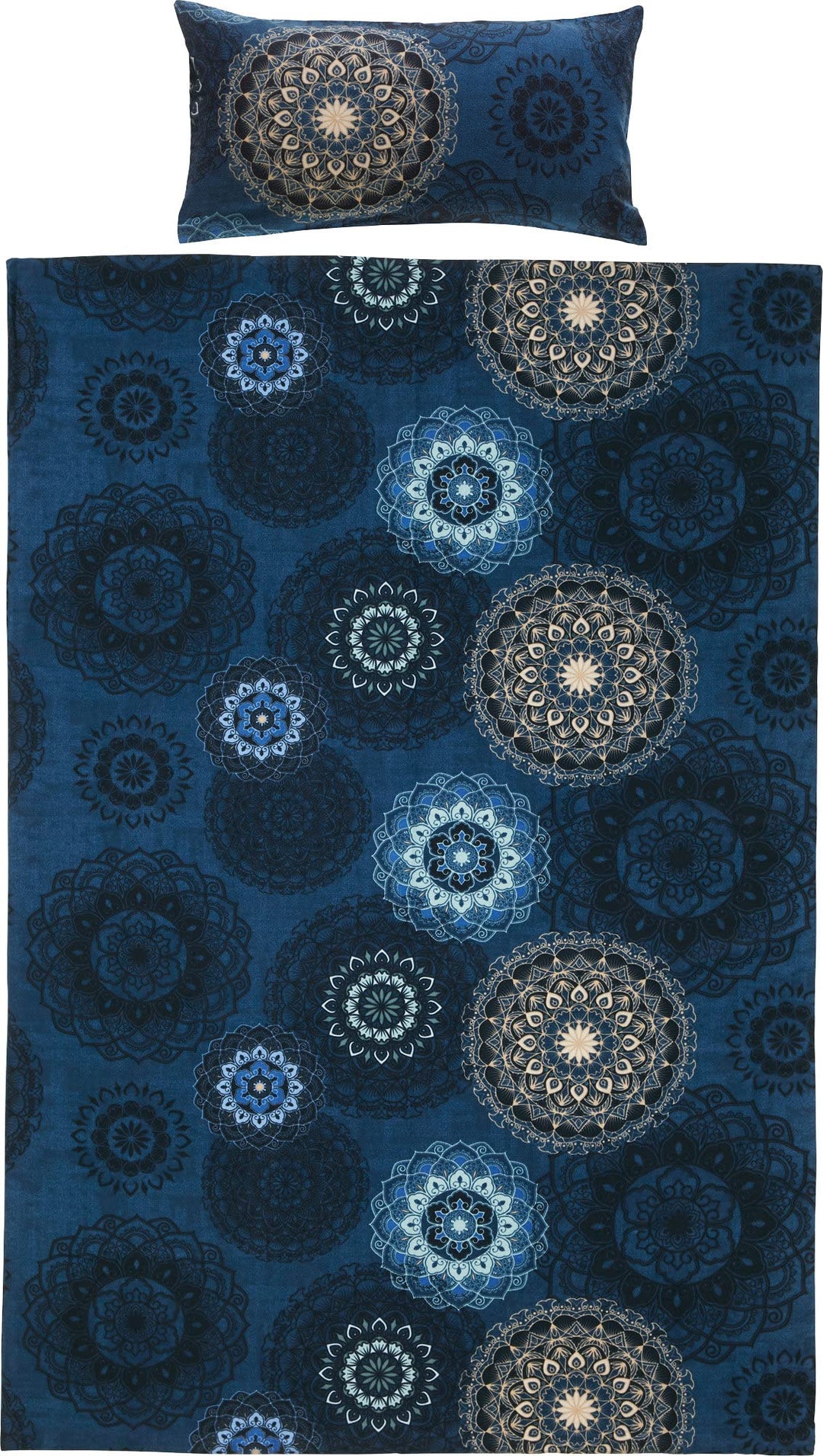 Erwin Müller Bettwäsche Mako-Satin Mandala dunkelblau Grösse 40x80 cm / 155x220 cm - feinfädig, temp