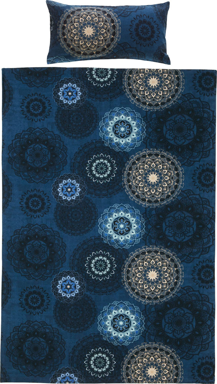 Erwin Müller Bettwäsche Mako-Satin Mandala dunkelblau Grösse 40x80 cm / 155x220 cm - feinfädig, temp