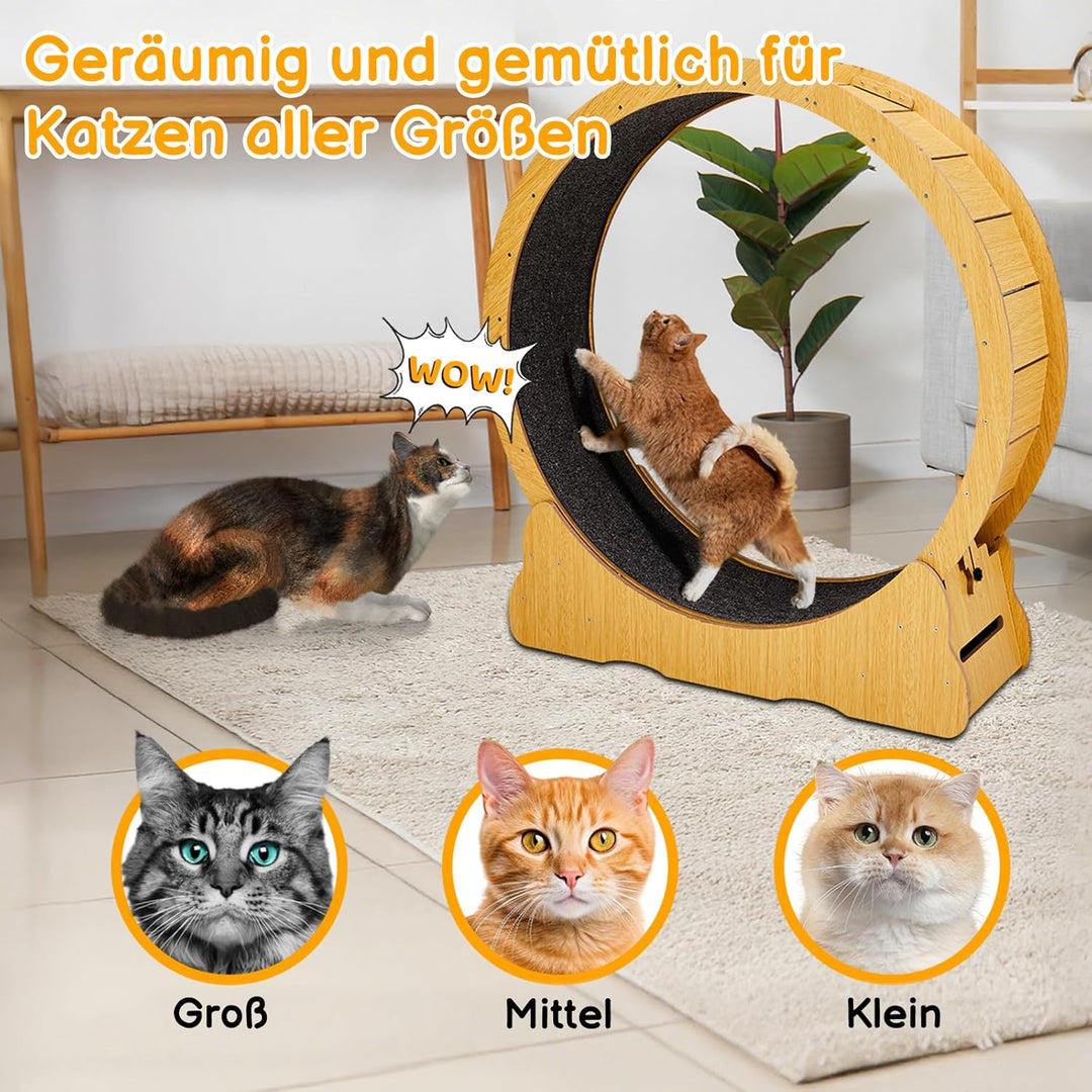 LEADZM Katzenlaufrad | 100cm Durchmesser - Laufrad Katze für grosse Katzen - Hochdichte Faserplatte,