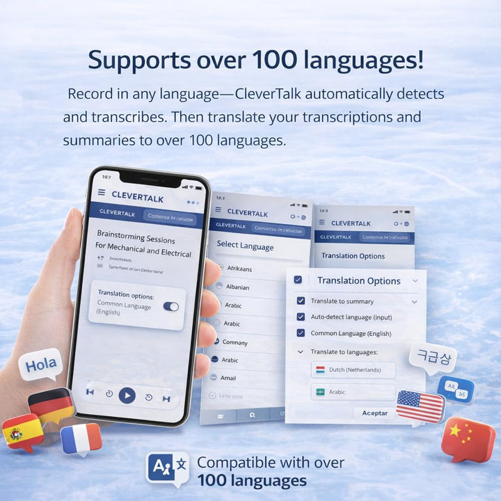 CleverTalk Q37 KI-Sprachrekorder | Sprachaktiviert | Mobile App, Mac & Windows + EU Cloud DSGVO | 64