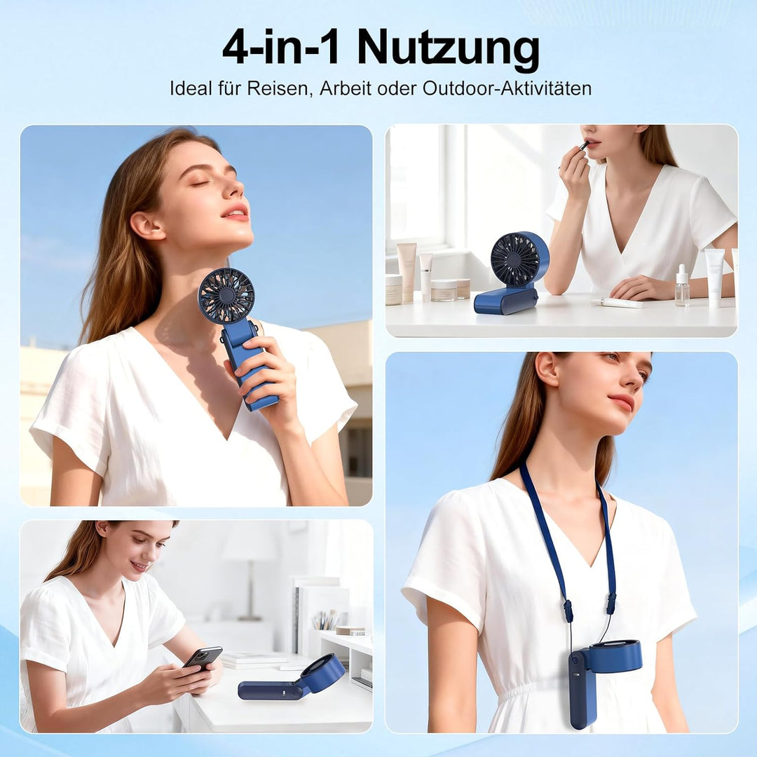 Handventilator 100 Stufen Leise Leistungsstark – Tragbarer Mini Ventilator USB Wiederaufladbar mit L