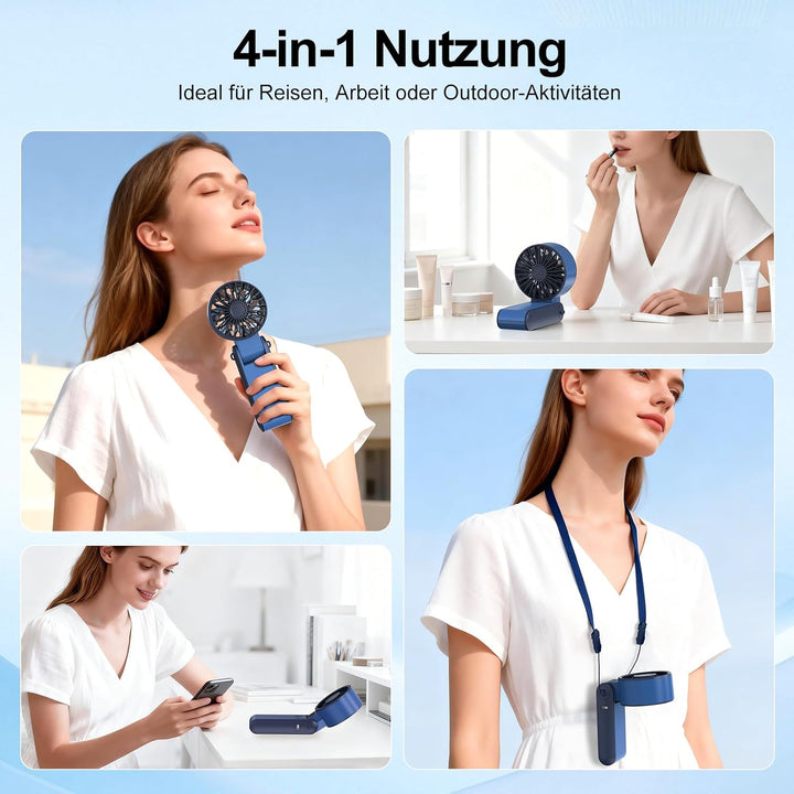 Handventilator 100 Stufen Leise Leistungsstark – Tragbarer Mini Ventilator USB Wiederaufladbar mit L