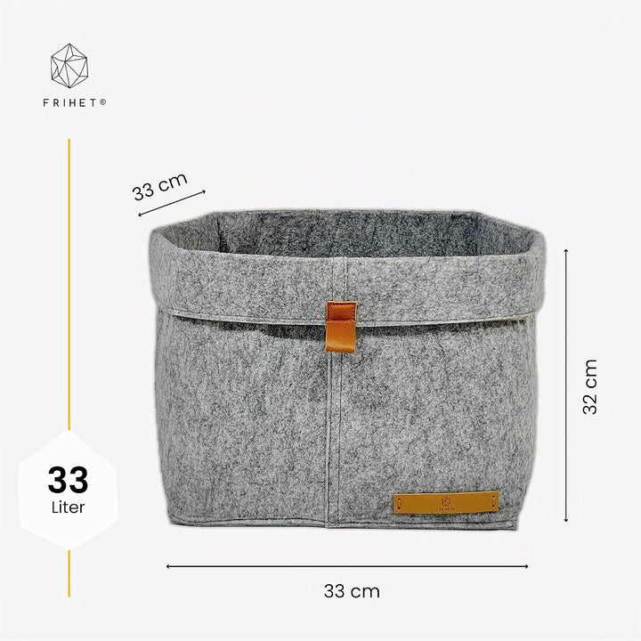 FRIHET® Filz Aufbewahrungskorb für KALLAX Regal | Ordnungsbox in Grau | Filztasche Organizer | 1 Stü