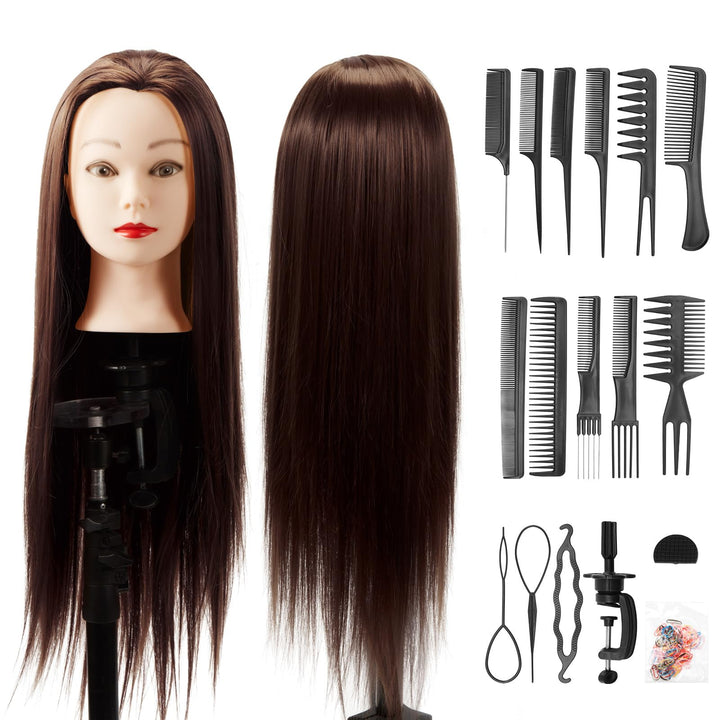 Frisierkopf Trainingsköpfe Übungskopf Friseur 28" Synthetik Haar Trainingskopf Frisurenkopf Puppenko