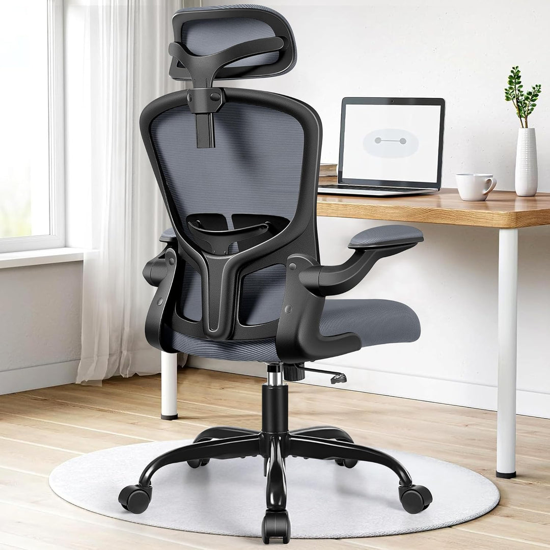 FelixKing Ergonomischer Bürostuhl, Computerstuhl, verstellbare Lendenwirbelstütze, 3D-Kopfstütze und