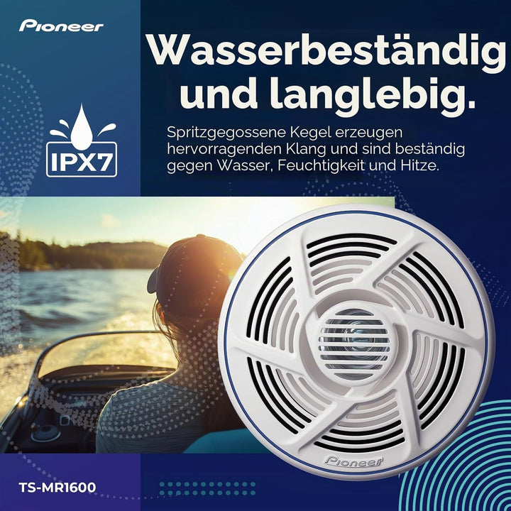 Pioneer TS-MR1600 Marinetauglicher Doppelkonus Outdoor Lautsprecher (100 W), 16 cm, Eingangsnennleis
