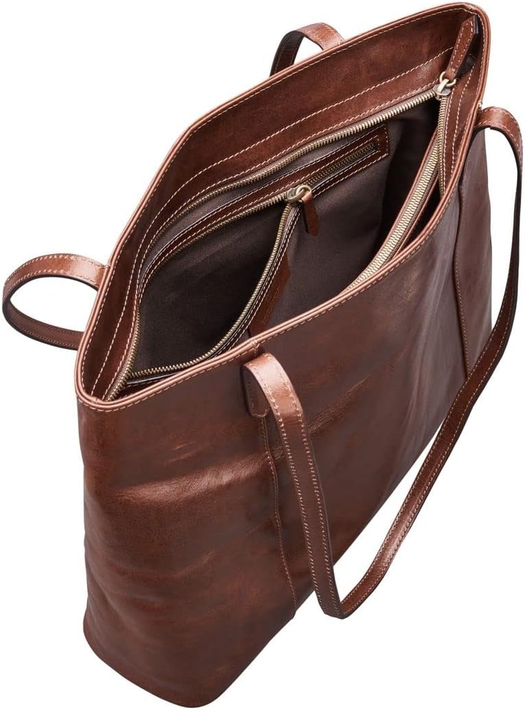 Maxwell Scott Italienischer Damen Leder Shopper Athenea in Cognac Braun, Cognac Braun