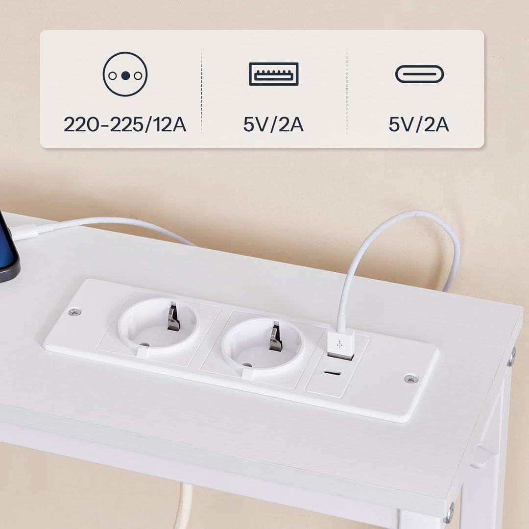 HOOBRO Konsolentisch mit Ladestation, 100 cm Schmaler Beistelltisch, Sofatisch, Eingangstisch, im Wo