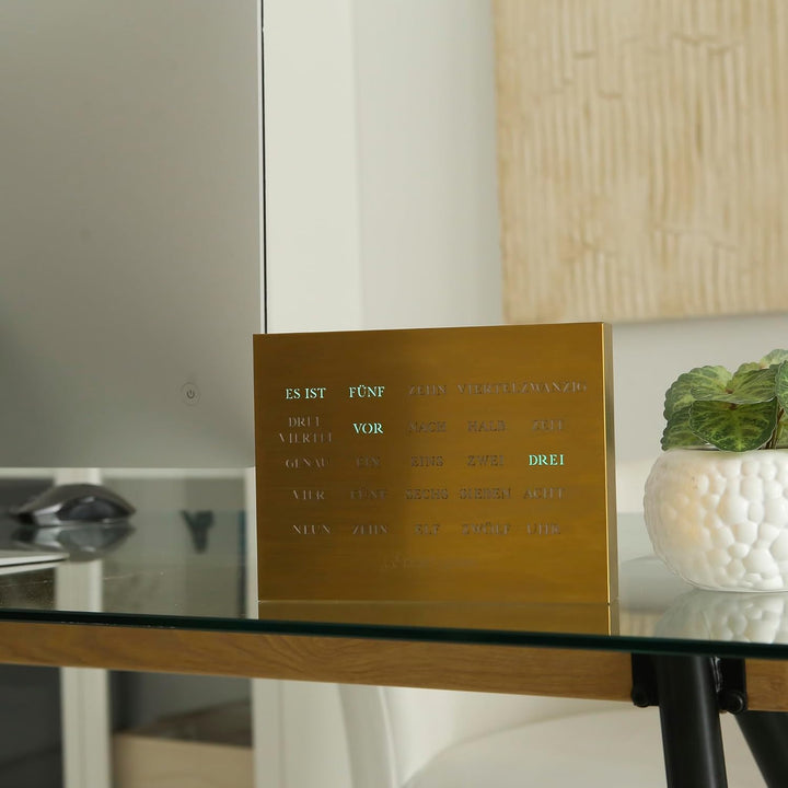 build-yours Elegante BoxClock Digitale Tischuhr - Moderne LED Schreibtischuhr mit WLAN und verstellb