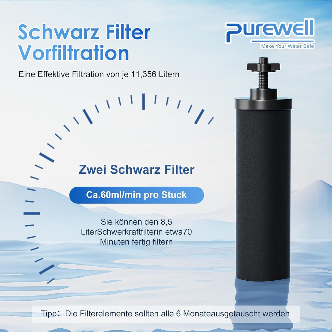 Purewell BB8-Schwarz Ersatz Reinigung Elements,2 Ersatzfilter für Wasseraufbereiter, kompatibel mit