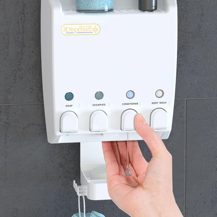 Better Living Products 75453 Ulti-Mate 4 White Dispenser mit Dusche Caddy Weiss, Weiss