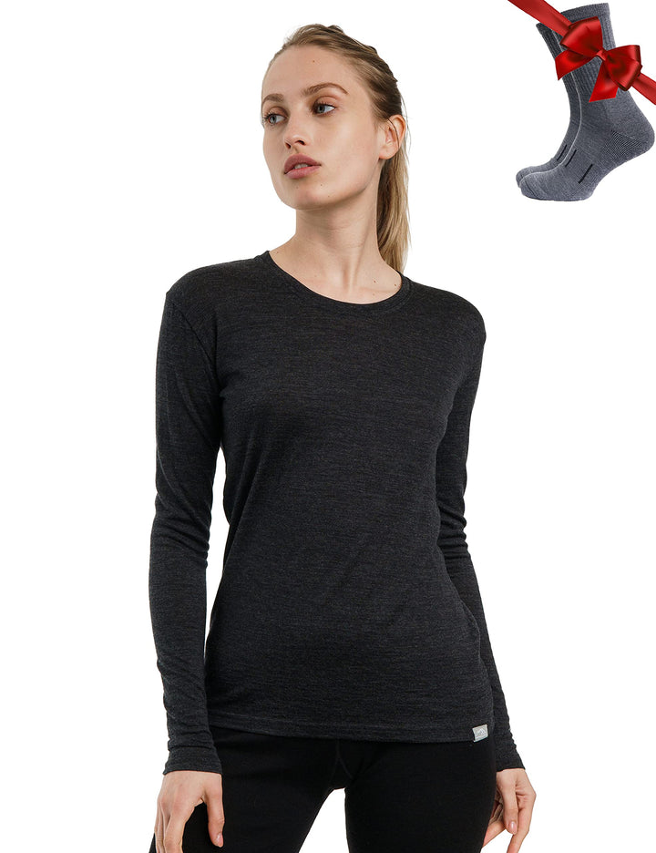 Merino.tech Merino Shirt Damen Langarm - Premium 100% Merino Unterwäsche Damen Langarmshirt, Sportun