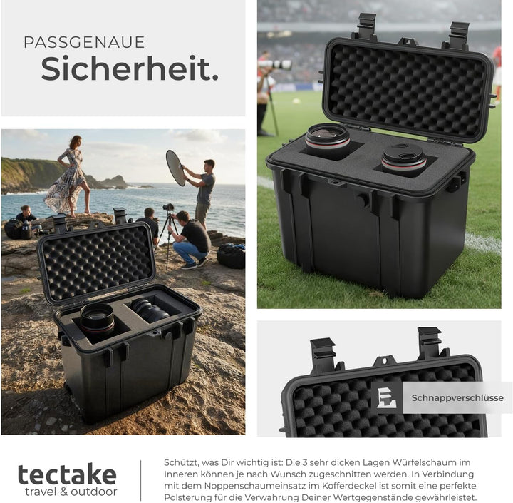 tectake® Universalkoffer, Fotokoffer, 41 x 22 x 34 cm, abschliessbare Box, Kunststoff Hardcase, stos