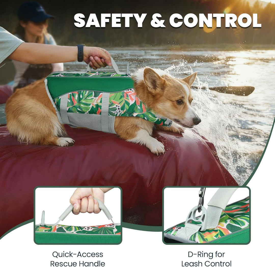 VIVAGLORY Front Float Schwimmweste Hund, Hundeschwimmweste für Bootfahren, Schwimmweste with Kopfstü
