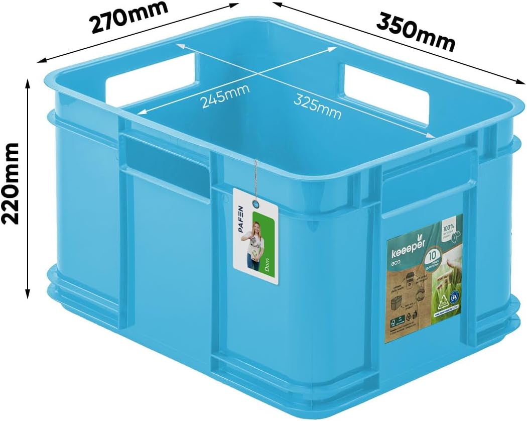 3x Euro Stapelbox 16l - 35 x 27 x 21 cm – Eco Aufbewahrungsbehälter Euro-box Stapelkasten Transport