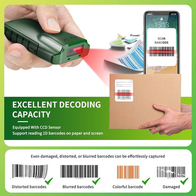 NETUM Bluetooth 1D Barcode Scanner, 3-in-1 Kleine Tragbare CCD Barcode Leser Automatische Drahtlose