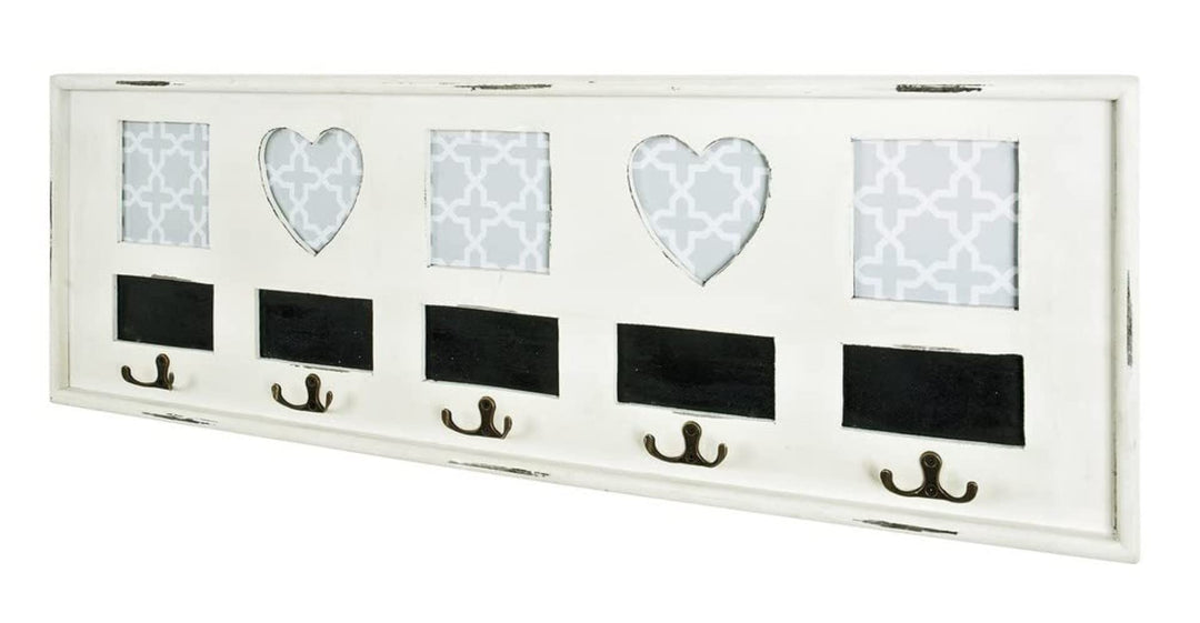 HAKU Möbel Wandgarderobe, Massivholz, antikweiss, B 77 x T 3 x H 26 cm 3 x 77 x 26 cm, 3 x 77 x 26 c