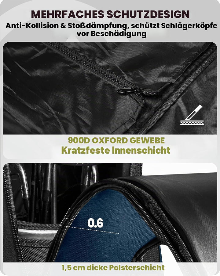 OutdoorMaster Gepolstert Golf Reisetasche mit Verstärkte Räder, 900D Heavy Duty Oxford Abriebfestigk