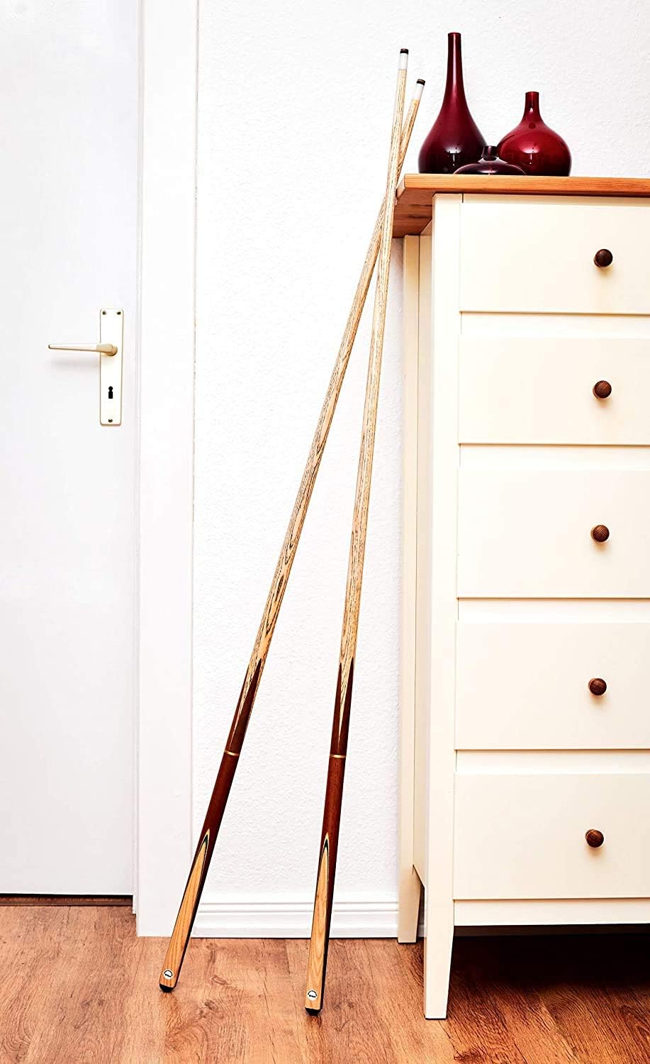store HD Billard Queue Set zweiteilig aus edlem Holz, 147cm lang, Billard Kö 2-teilig für Pool + Sno