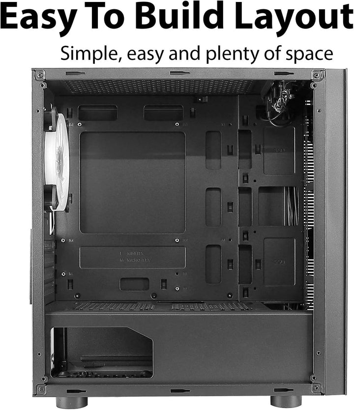 CiT Seven MATX RGB PC Gaming-Gehäuse, Micro-ATX und Mini-ITX-Unterstützung | Schwarz