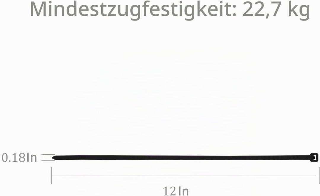 XINGO 1000 Stück Kabelbinder Schwarz, 300mm x 4.8mm, 22,7 kg Zugfestigkeit, UV-beständig, Selbstsich