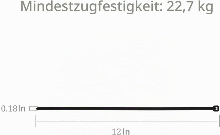 XINGO 1000 Stück Kabelbinder Schwarz, 300mm x 4.8mm, 22,7 kg Zugfestigkeit, UV-beständig, Selbstsich