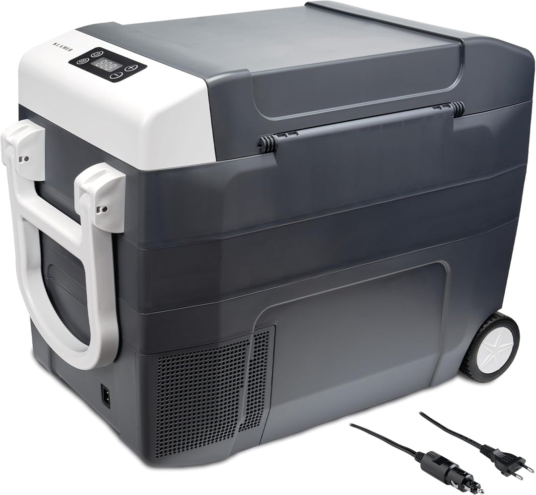 KLAMER elektrische Kühlbox, Kühlbox mit Kühl- und Warmhaltefunktion, 2 Anschlüsse: 230V & 12V für Zi
