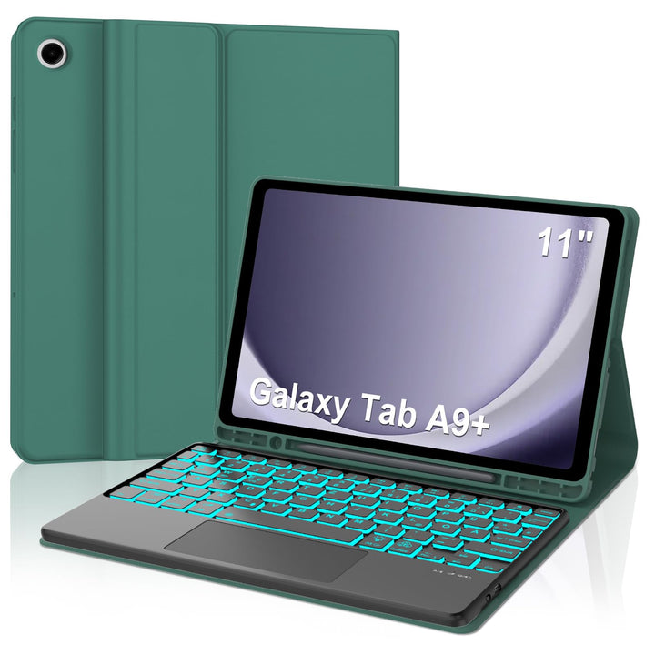 Hülle mit Tastatur für Samsung Galaxy Tab A9+ 11" (2023, SM-X210/X215/X216), Deutsch QWERTZ mit 7-Fa