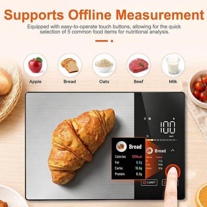 Küchenwaage Digital, SGZIOO Food Scale, Lebensmittelwaage mit TFT Farbdisplay Kalorienrechner Kosten