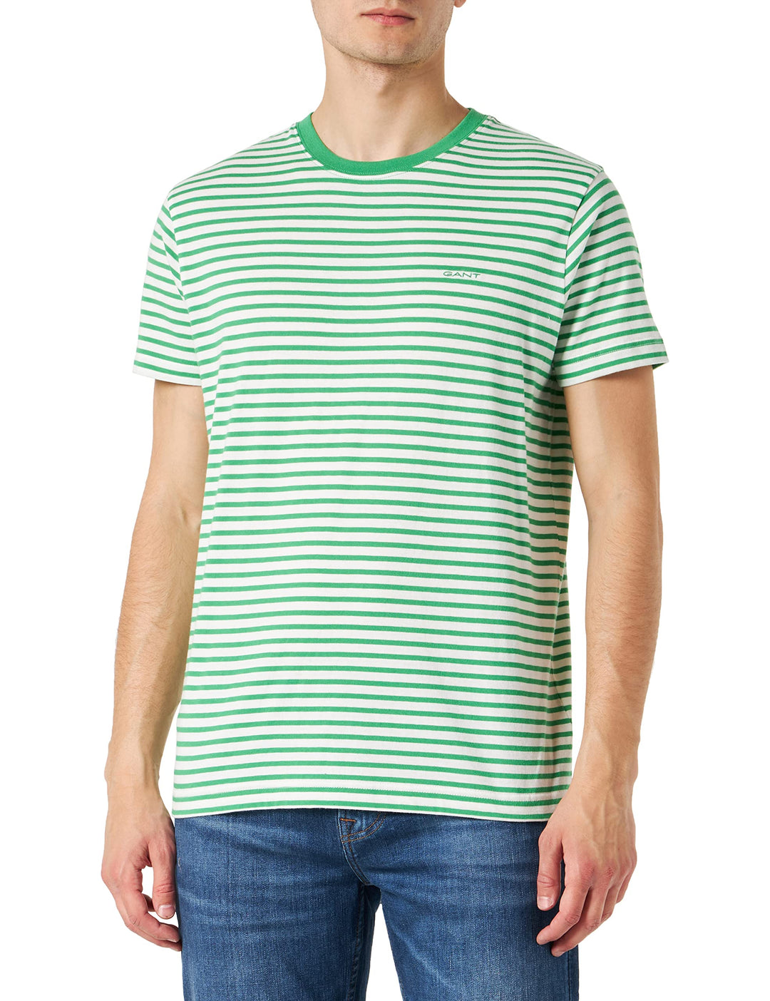 GANT Herren Striped T-Shirt MIT Streifen XXL Mid Green, XXL Mid Green