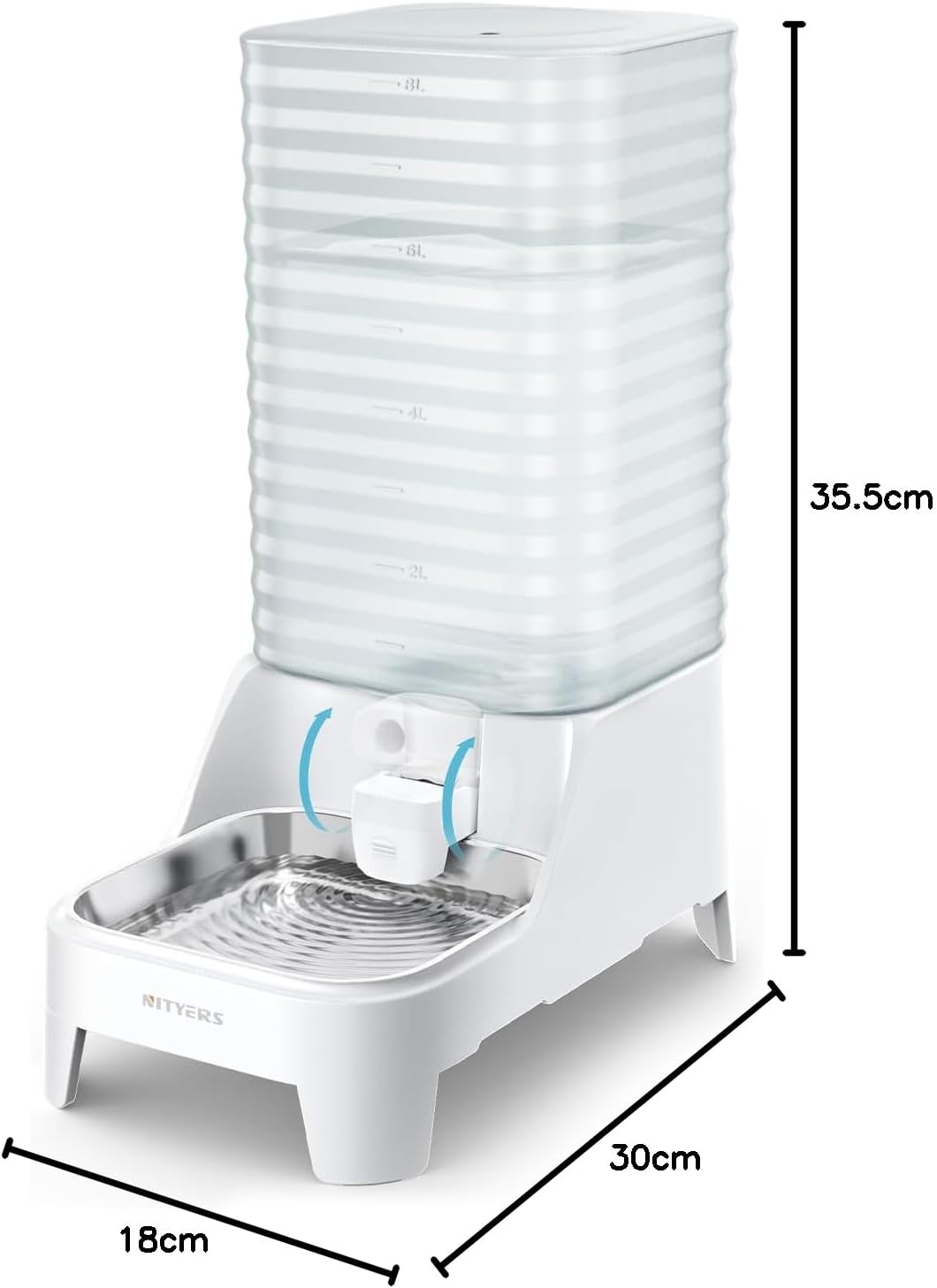 8L Wasserspender für Hunde und Katzen mit patentiertem Wasserhahn, futterautomat Katze mit Filter,ve