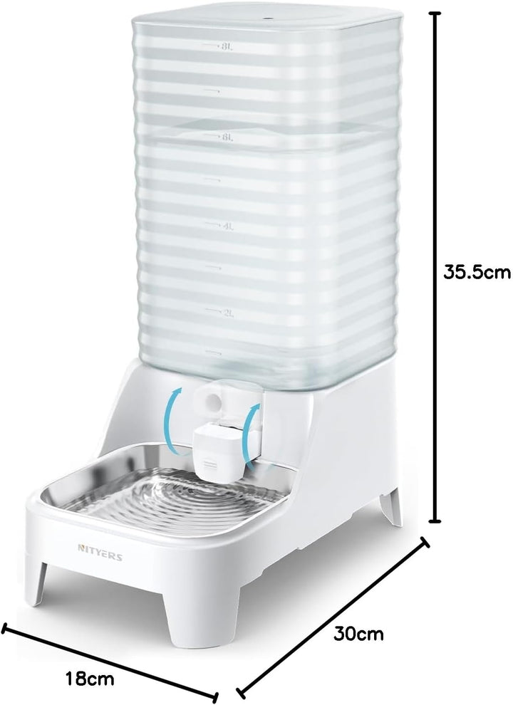 8L Wasserspender für Hunde und Katzen mit patentiertem Wasserhahn, futterautomat Katze mit Filter,ve