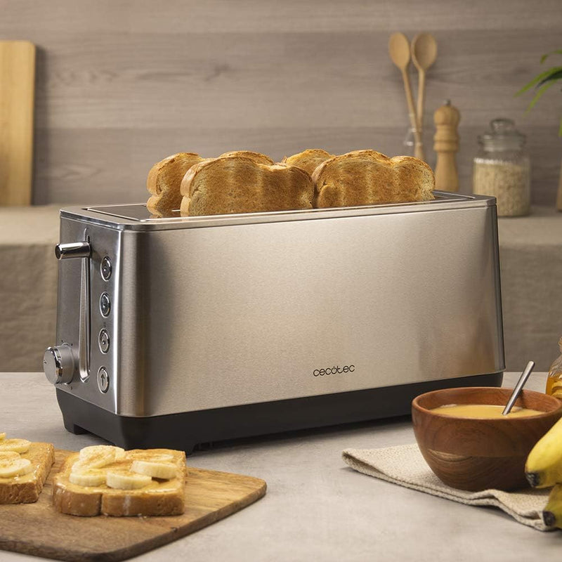 Cecotec Toaster BigToast Extra Double. 2 extra breite lange Steckplätze, Leistung 1600 W, 4 voreinge