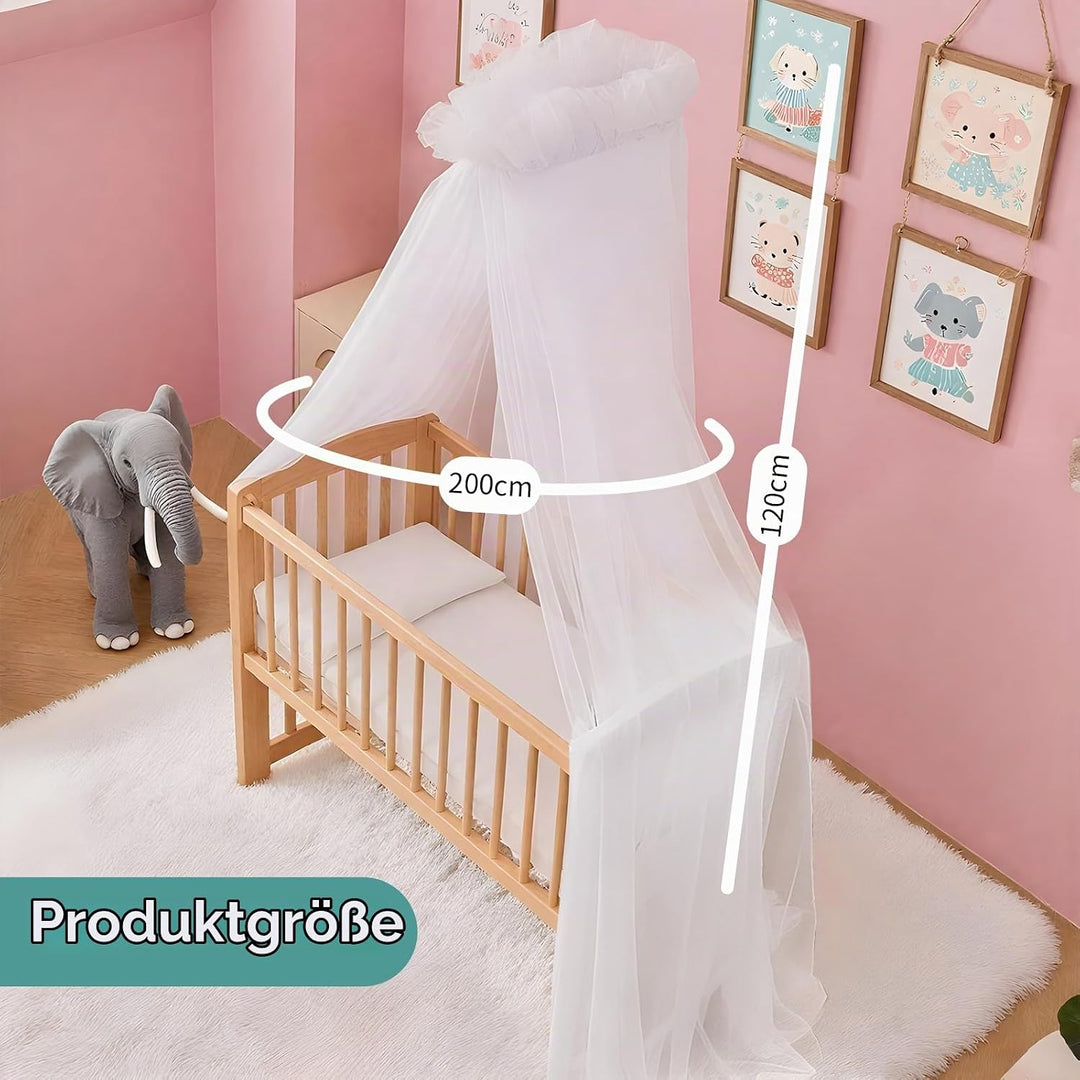 Tagesdecke Tüll Länge 120 cm, Babyzimmer Deko, passend für Babybett, Wiege und Kinderbett (Himmelsta