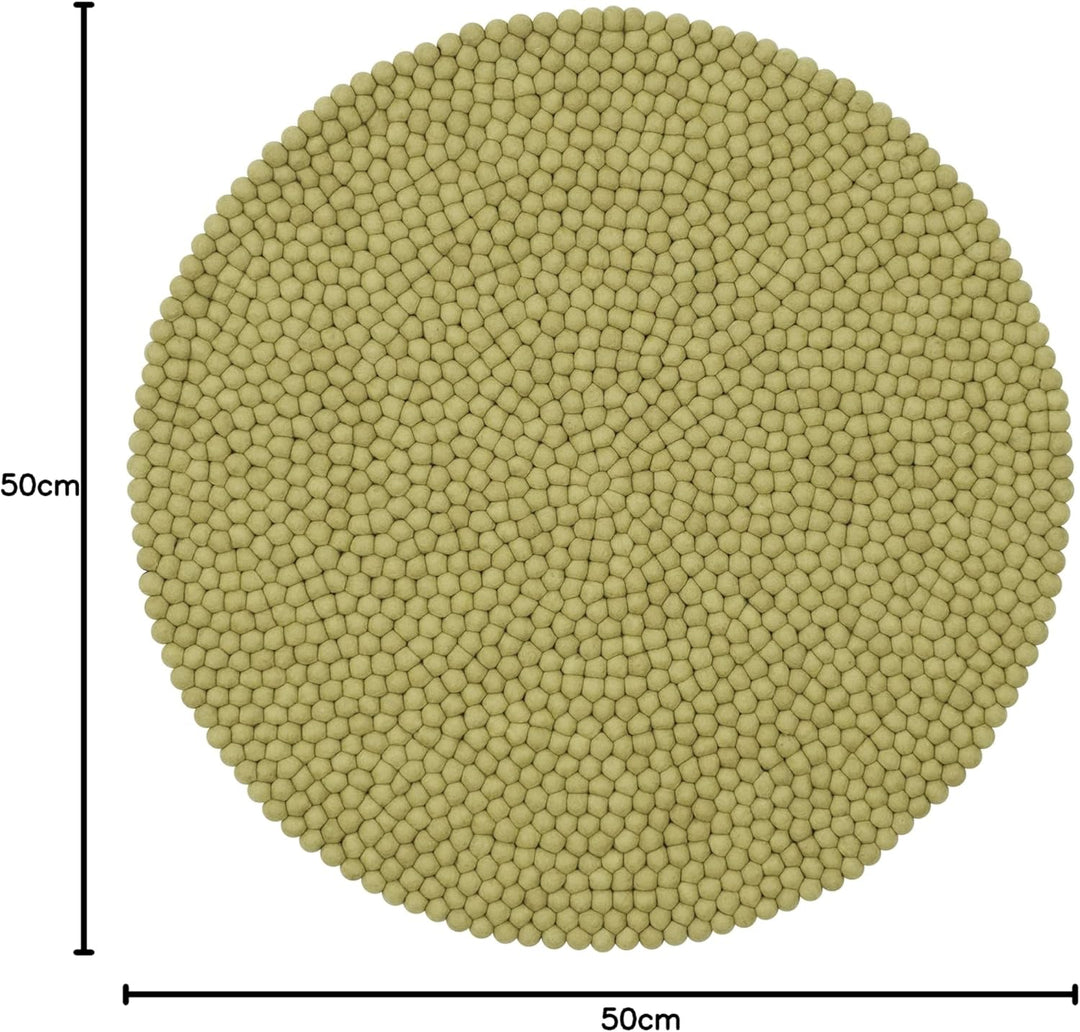 myfelt Pitt Filzkugelteppich — Ø 50 cm, ideal für Schlaf-, Wohn-, Kinderzimmer, Flur & Bad 50cm Ø He
