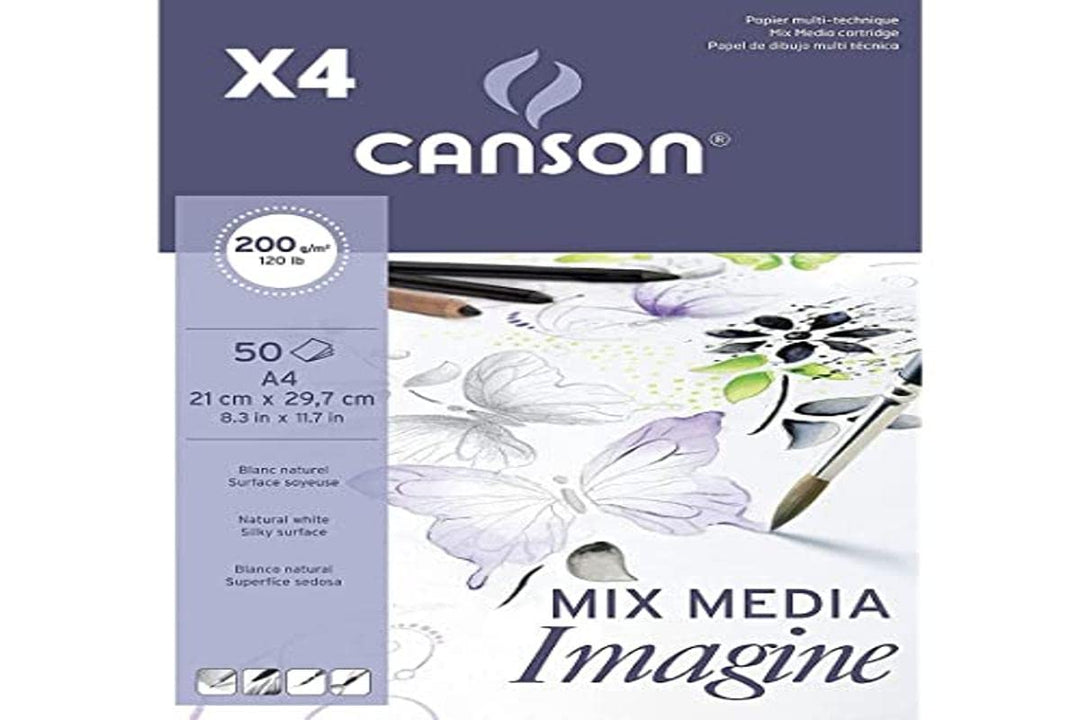 Canson Mix Media Imagine, A4, 50 Blatt, feine Körnung, 200 g