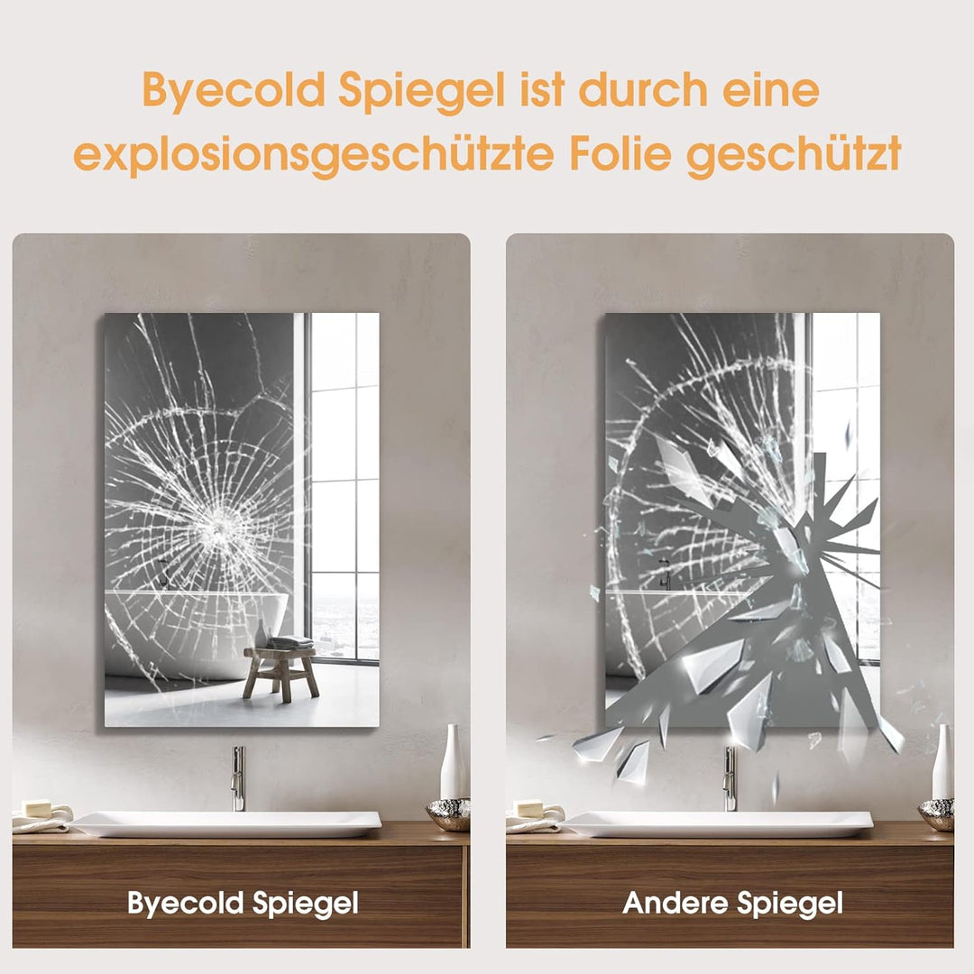 Infrarotheizung Spiegel 580 Watt - Spiegelheizung Infrarot - Badspiegel 100x60 CM - Badezimmerspiege