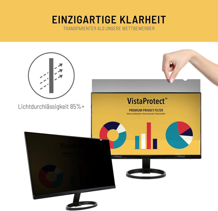 VistaProtect – Premium Blickschutzfilter, Privacy Filter Blickschutzfolie für Computermonitore (20.1