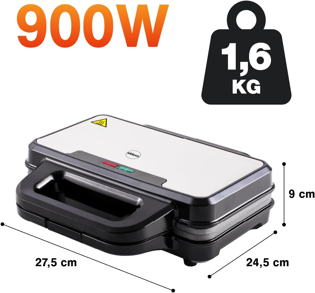 Sandwichmaker 900W, Sandwich Toaster mit Extra grossen Antihaftplatten 268×145 mm, Toastmaker für 2