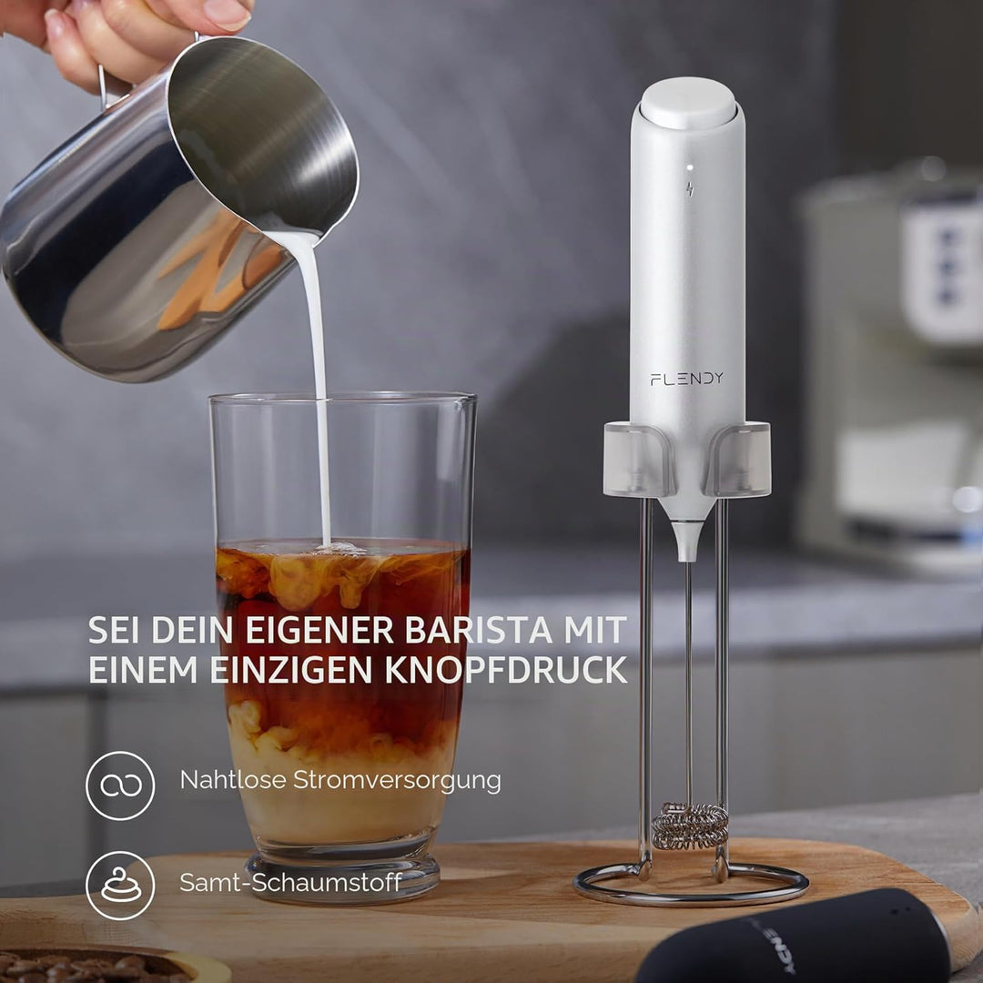 Wiederaufladbarer Hand Milchaufschäumer Stab, Aufschäumer Stab mit USB-C Ladehalterung, Mini Milchau