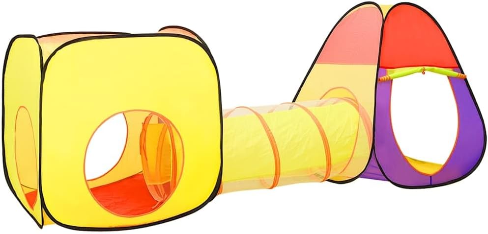 Spielzelt mit 250 Bällen Mehrfarbig 255x80x100 cm Kinderzelt mit Spieltunnel und Würfelzelt Pop-up K