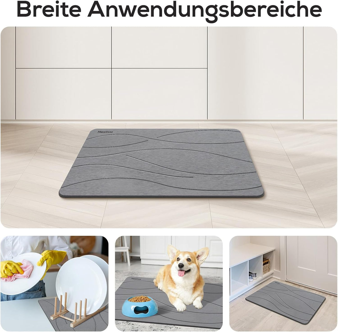 Nestiva rutschfeste Saugfähige Badematten aus Stein, Naturmaterial Diatomite, Badteppiche/Küchentepp