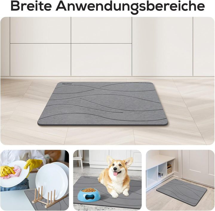 Nestiva rutschfeste Saugfähige Badematten aus Stein, Naturmaterial Diatomite, Badteppiche/Küchentepp