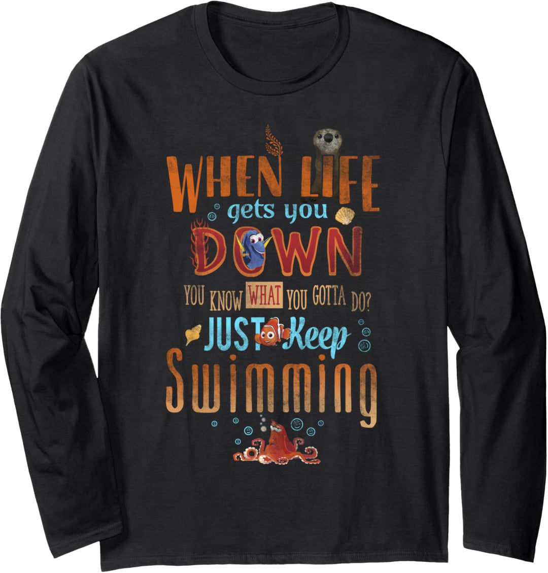 Disney Pixar Finding Dory Keep Swimming Life Quote Langarmshirt