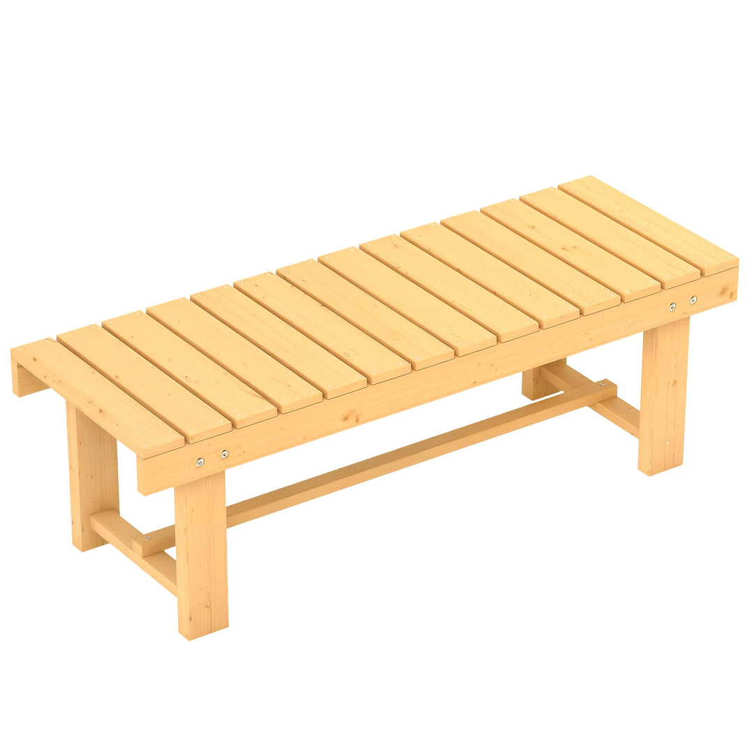 Outsunny Gartenbank, 2-Sitzer Sitzbank, Gartenmöbel, Rustikale Bank, Massivholz, Natur, 110 x 38 x 3