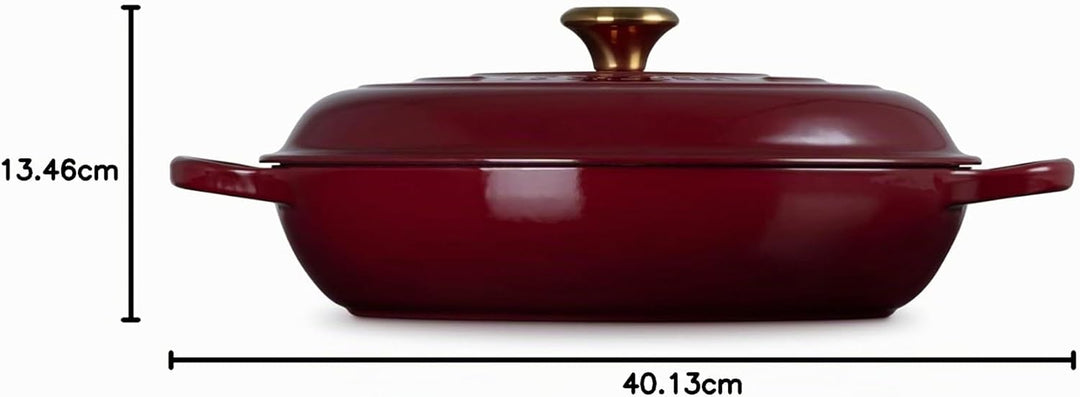 Le Creuset Signature Gusseisen Gourmet-Profitopf, Rund, Ø 30 cm, 3,5 l, Für alle Herdarten inkl; ind