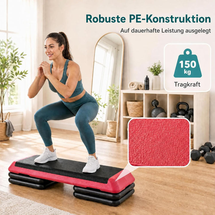 GYMAX Steppbrett Professional, 3 - Fach höhenverstellbar | Aerobic Stepper mit rutschfester Oberfläc
